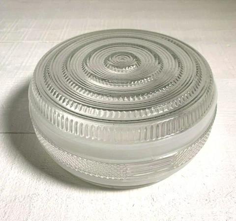 MCM Shade Light 7 3/4" Fitter Fixture Milk Glass Clear Milk Diner Geometric VTG Cover