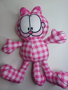 Garfield Plush Pink Gingham Plaid Stuffed Animal 15"  Toy Factory Pink Cat  - Picture 1 of 4