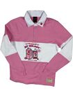 Hello Kitty Polo Rugby Shirt XS Oversized Strawberry Milk Embroidered Kawaii