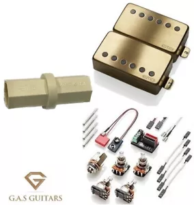 EMG James Hetfield JH Brushed Gold Humbucker Set Short Shaft Pots ( HEX DRIVER ) - Picture 1 of 2