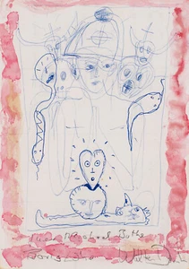 Walter Dahn, dibujo original, firmado. - Imagen 1 de 3