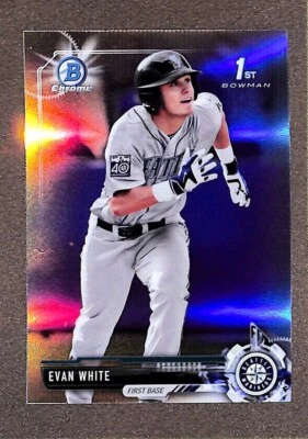 2017 Bowman Chrome Draft #BDC178 Evan White RC Refractor Parallel Mariners - Image 1 of 3