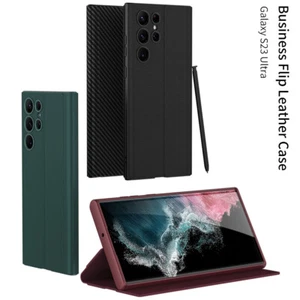 Funda de cuero abatible ultra delgada para Samsung Galaxy S23 Ultra/s23+ con soporte magnético - Imagen 1 de 13