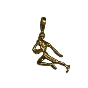 Football Foot Ball Player Sports Charm Gold Color Pendant No Chain New - Picture 1 of 2