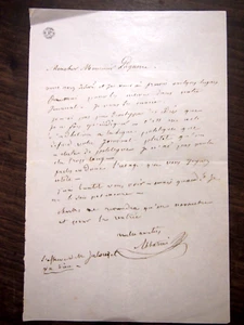 Lettre du corse le senateur charles Albatucci 1792_1857 au journaliste Pagnierre - Picture 1 of 2