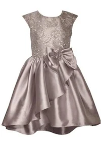NEW Bonnie Jean Girls Size 12 "TAUPE-GRAY MIKADO" Embroidered Sequins Dress NWT - Picture 1 of 3