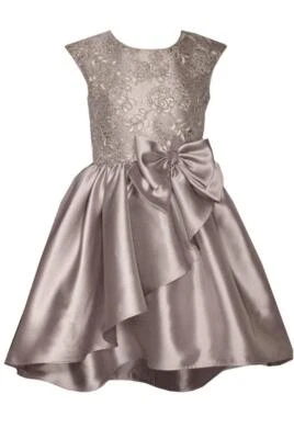 NEW Bonnie Jean Girls Size 12 "TAUPE-GRAY MIKADO" Embroidered Sequins Dress NWT - Image 1 of 3