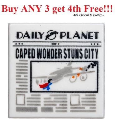 ☀️NUEVO Azulejo Lego 2 x 2 Periódico 'DAILY PLANET' y 'CAPED WONDER STUNS CITY' Foto 1 de 2