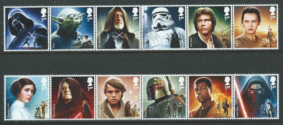 GREAT BRITAIN 2015 STAR WARS SET OF 12 IN STRIPS FINE USED - Image 1 of 1
