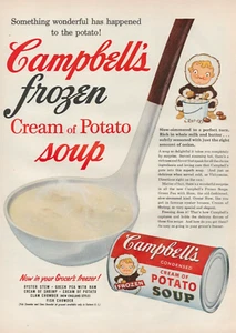 1955 Campbell's Frozen Cream Potato Soup Winter Coat Kids Vintage Print Ad - Picture 1 of 1