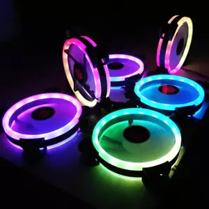More details for 120mm silent cooling fan rgb led pc case lights remoted changing colour uk selle