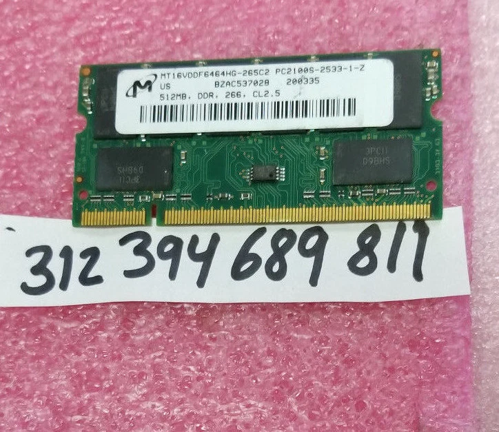  MT16VDDF6464HG-265C2 ABY 512MB 200p PC2100 CL2.5 16c 32x8 DDR SODIMM - Image 1 of 1