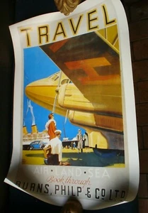 1 X AUSTRALIANA BURNS PHILLIP & CO LTD POSTER 65 X 40 CM AIR LAND SEA - Picture 1 of 1