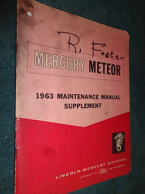 Mercury Meteor 1963/Ford Fairlane 1963 suplemento manual de tienda/supp libro de tienda Foto 1 de 4