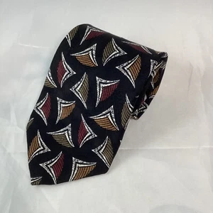 Robert Talbott Studio 100% Silk Necktie Black Multicolor Abstract Triangles - Picture 1 of 6