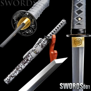 straight blade Japanese Samurai Sword Tanto manganese steel self defense knife - Picture 1 of 12