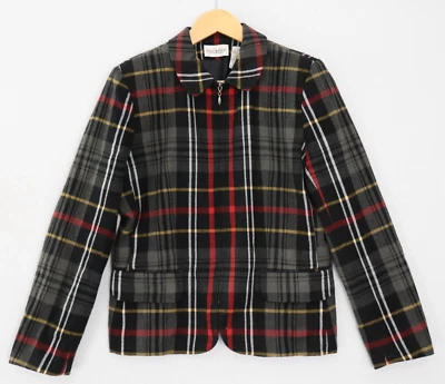 Villager by Liz Claibourne Womens Blazer Jacket Size 12 Tartan Check Full Zip - Image 1 of 4