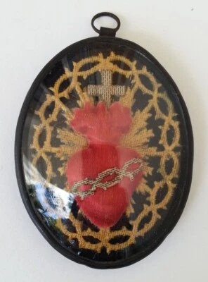 Joli RELIQUAIRE XIXe EX VOTO COEUR DE JESUS Napoléon III CROIX CHRIST Religion - Photo 1/4