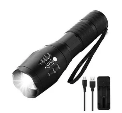 M2 TEC LED Taschenlampe Polizei Swat wiederaufladbar Zoom Power inkl. Akku Ladegerät