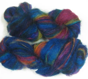 CLEARANCE 2 x 100gm Luxury Brushed Mohair Hand-dyed Yarn Blue Multi Bright - Picture 1 of 6