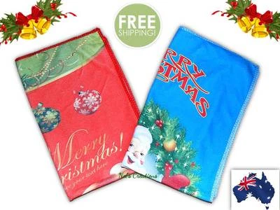 Toallas faciales de mano Feliz Navidad, Papá Noel, toalla de árbol campana de regalo roja y azul Foto 1 de 4