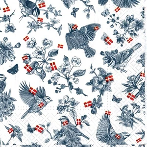 SERVIETTES EN PAPIER OISEAUX FLEURS NORVEGE. PAPER NAPKINS BIRDS FLOWERS NORWAY - Picture 1 of 1