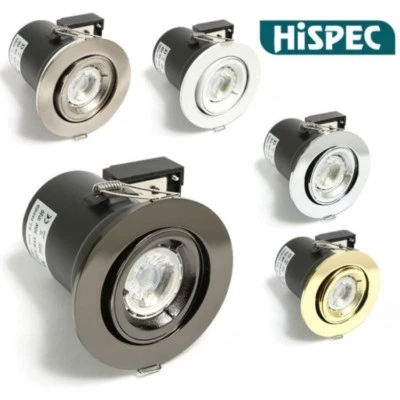 10x HiSPEC LED Fire Rated GU10 Tilt Downlioght Polished Chrome White Black Brass
