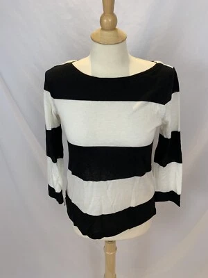 J Crew Linen Blend Pullover Sweater Women’s XXS Black & White Striped - Image 1 of 4