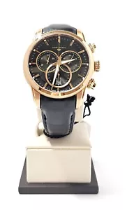 10 ATM Swiss chronograph 43mm rose gold stainless steel leather strap sapph xrtl - Picture 1 of 8
