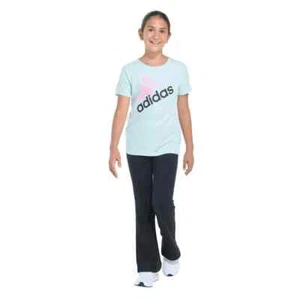 adidas Youth Girls 2-piece Tee and Flare Pant Set Teal Black Size XL-16 - Picture 1 of 20