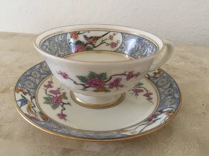 Lenox Ming Vögel Tasse und Untertasse mit Fuß Set(s) schwarzer Stempel - Bild 1 von 8