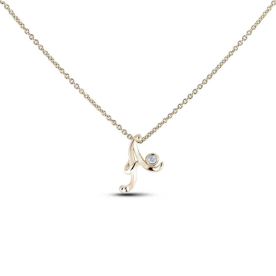 Collar colgante inicial con letra de diamante canadiense de oro amarillo de 10 quilates Foto 1 de 1