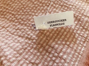 "Tela de mezcla de algodón Seersucker rayas salmón y crema por YD X 58"" pesada" - Imagen 1 de 5
