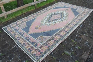 6x9 Large Vintage Handmade Turkish Living Room Pink Area Rug Carpet, 80"x110" - Picture 1 of 9