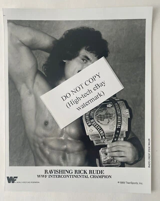 Foto brillante de Steve Taylor promocional de prensa de colección WWF 1989 Rick Rude IC Champ Foto 1 de 4