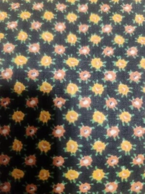 Wide 68' x 79" 4.14 yard fabric bundle Yellow & Red Roses on deep blue cloth lot - Image 1 of 4