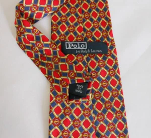 Polo Ralph Lauren Horse Bit Silk Tie Navy Red Gold Pattern - Picture 1 of 7