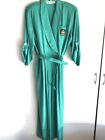 Vintage 1980’s Ms. Chaus Turquoise Green Jumper Dress Belted Career Size 16