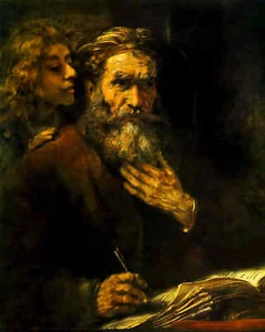 Pintura de San Mateo y el Ángel por Rembrandt 8x10" impresión artística - restaurada - Imagen 1 de 1