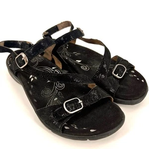 Sandalias Taos Bea negras brillantes con correa ajustable talla 10 - Imagen 1 de 7