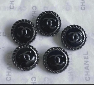 Chanel Vintage Designer Black  Button STAMPED | 5 PC Bundle - Picture 1 of 2