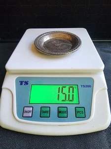 Antique Sterling Silver Small Tray Underplate Charger Marked/Tested+ 15 Grams  - Picture 1 of 2