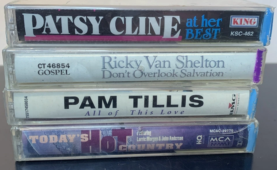Hot Country 4 SEALED Cassette Lot Pam Tillis 1997 Ricky Van Shelton Patsy Cline - Image 1 of 4