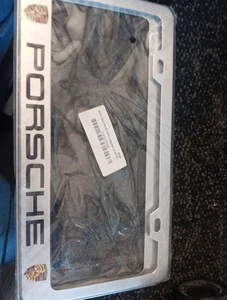 Universal PORSCHE License Frame Plate Covers Silver Sport NIP Free Shipping M138 - Picture 1 of 1