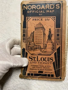 ANTIKE Straßenkarte St. Louis Missouri Stadt & Sehenswürdigkeiten  - Bild 1 von 8