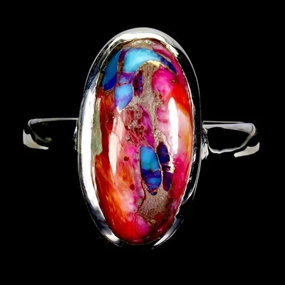 Anillo de Plata Esterlina Black Friday Ovalado Kingman Turquesa 16x8mm Joyería Talla 7 Foto 1 de 4