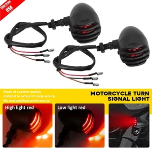2X 12V Black Grill Motorcycle Turn Signals Bullet Blinker Indicator Lights Lamps - Imagen 1 de 14