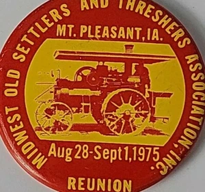 1975 Old Settlers And Threshers Reunion Button - Picture 1 of 4