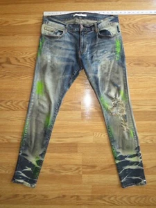 GOLDEN JEANS Herren 32 (act. 34x32) Distressed zerrissene Farbe gebeizt schmal dehnbar - Bild 1 von 16