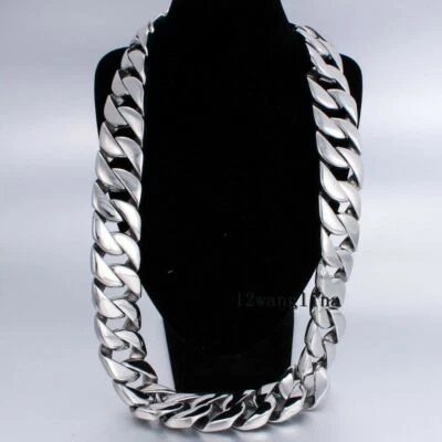 31MM Super Heavy Curb Link Men's Chain Silver 316L Stainless Steel Necklace New - Image 1 of 4